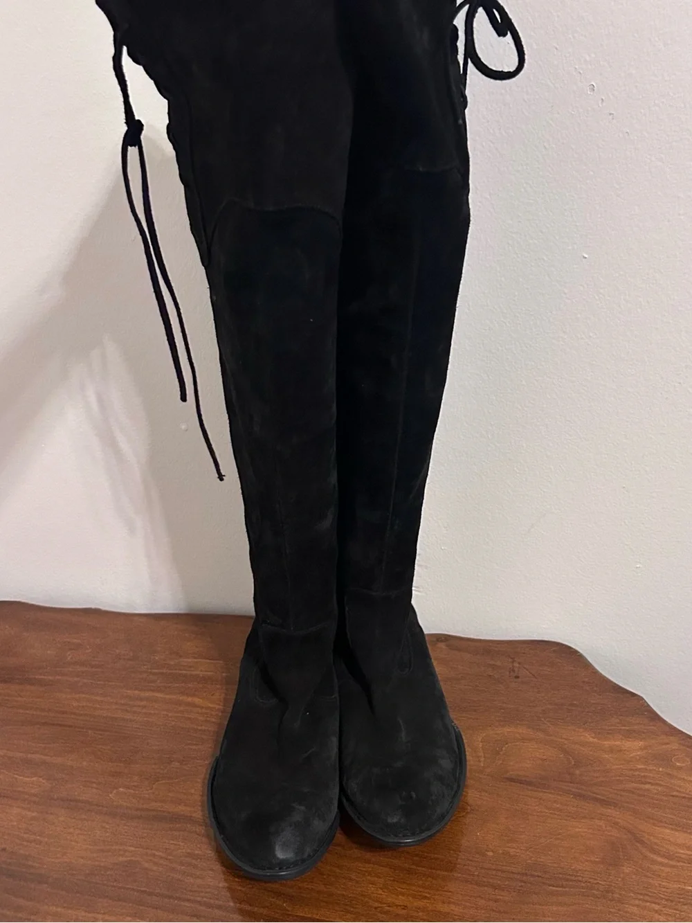 Born Black Suede Over-the-Knee Lace-Up Tall Riding Festival Boots Size 8